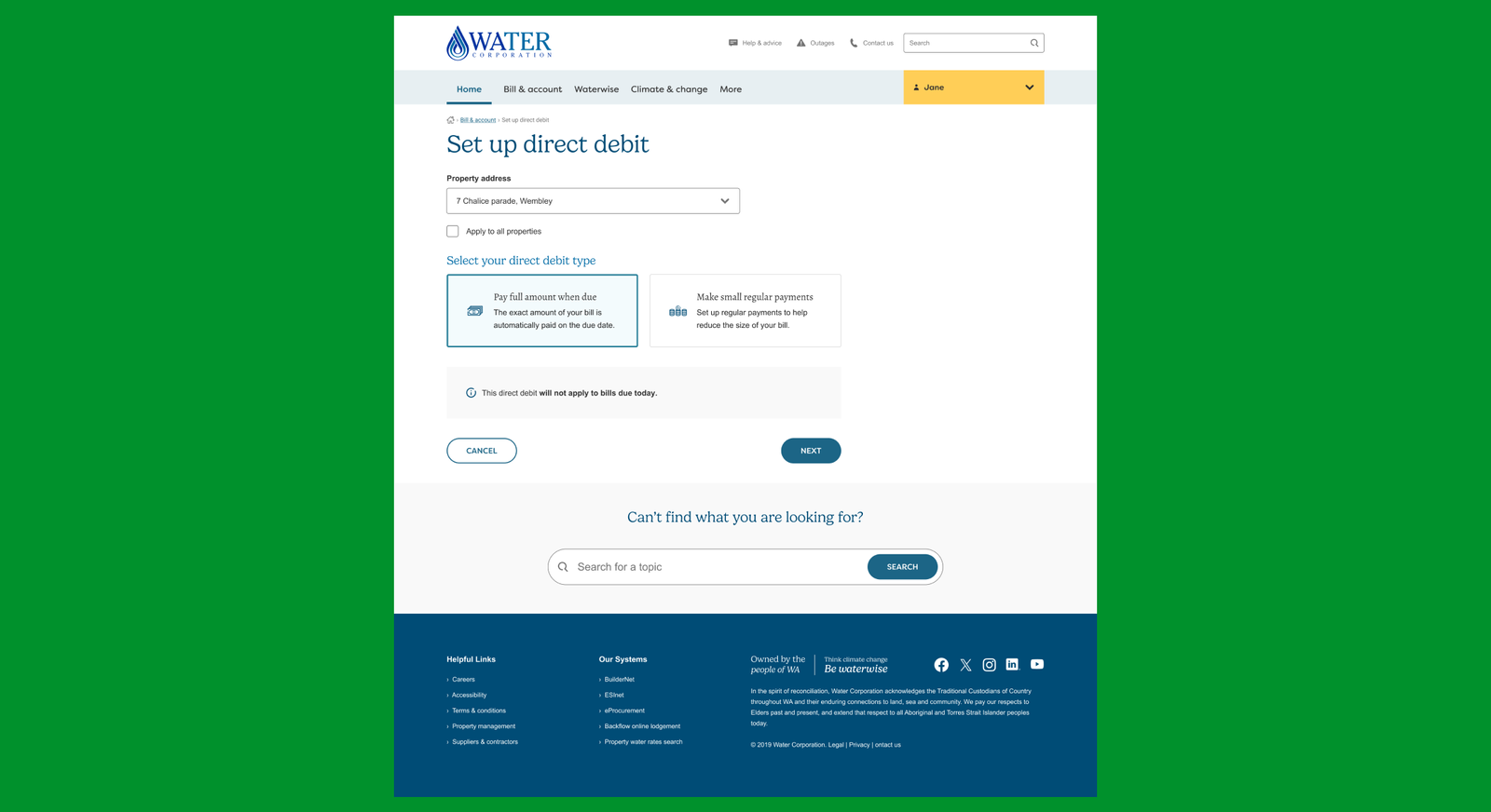 First page disclaimer